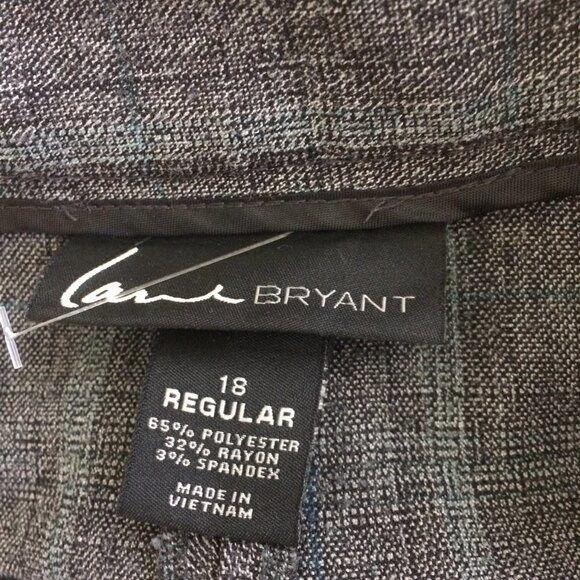 Lane Bryant Trousers Pants Gray Stripe Career Cuffed Rayon Polyester Blend 18 - Picture 3 of 5